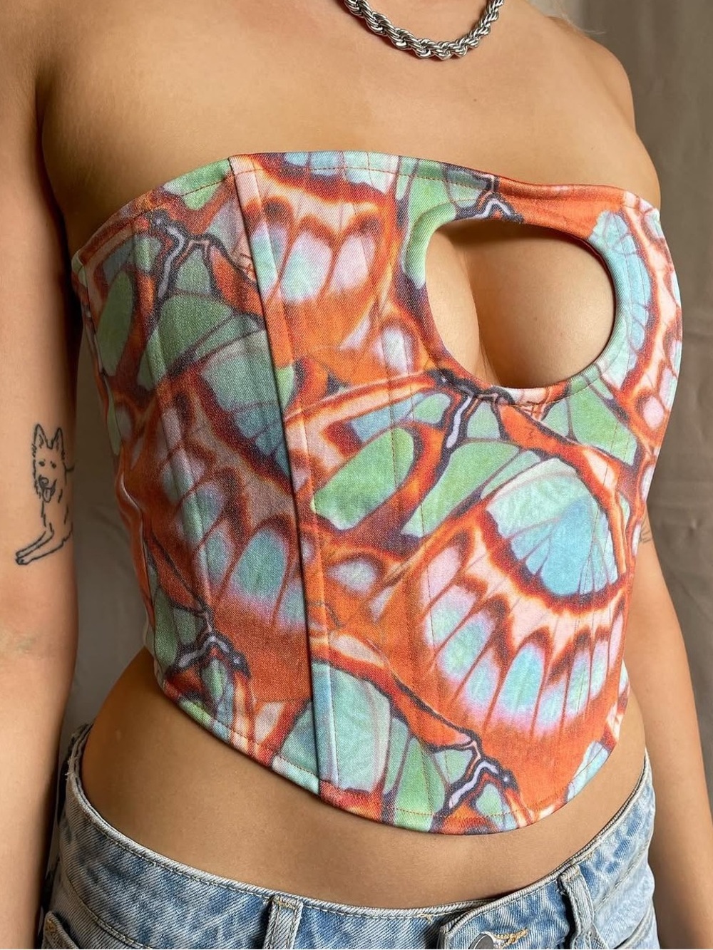 With Jean butterfly Orange Corset Size M​